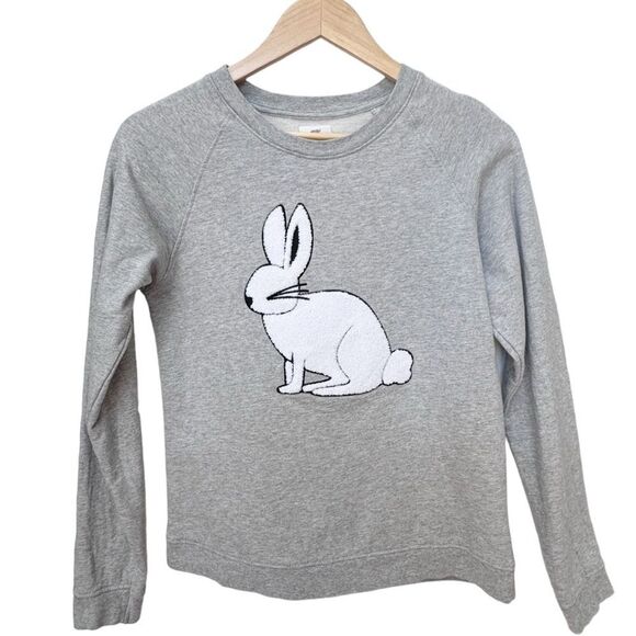 Monica + Andy Long Sleeve Gray White Bunny Pullover Organic Sweatshirt. Small. - Picture 1 of 8